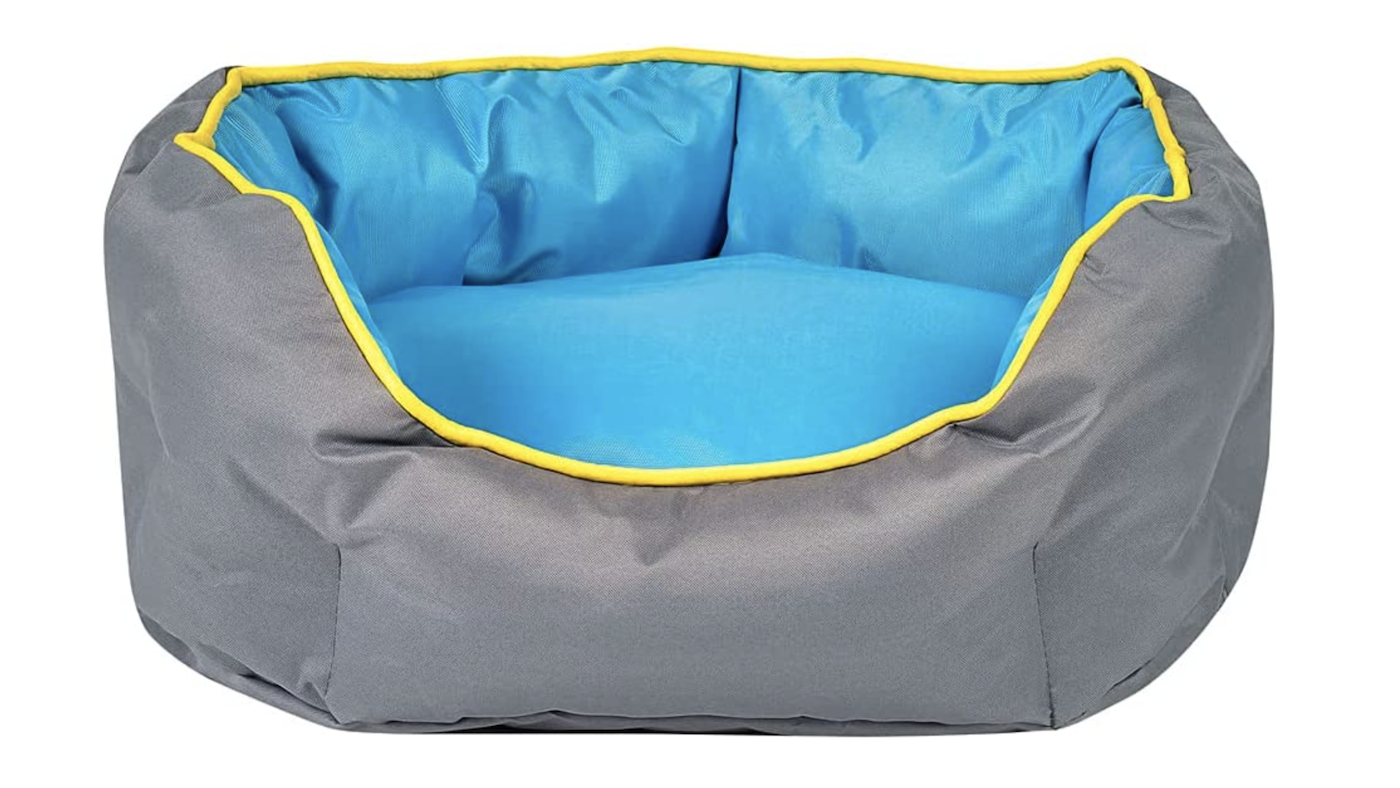 Tough dog bed, grey and blue