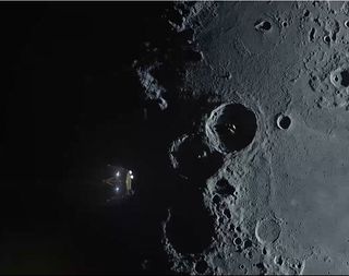 An artist's illustration of the Israeli lunar lander Beresheet over the moon ahead of its planned landing on April 11, 2019.