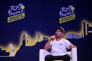 Mark Cavendish talks before the 2023 Tour de France start