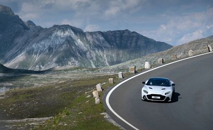 The new Aston Martin DBS Superleggera on a mountain drive