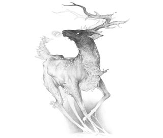 Sketching tips: a sketch of a stylised stag to demonstrate the use of gradients.
