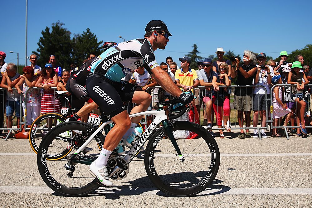 Mark Cavendish (Etixx-QuickStep) rolls to the start line in Bourg-de-P&eacute;age
