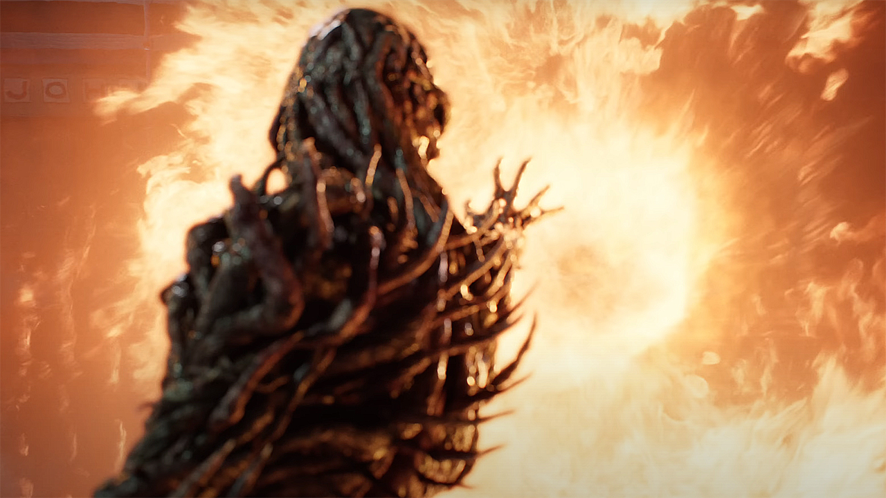 Vecna uses his telekinetic powers to hold back a fireball in Stranger Things season 5