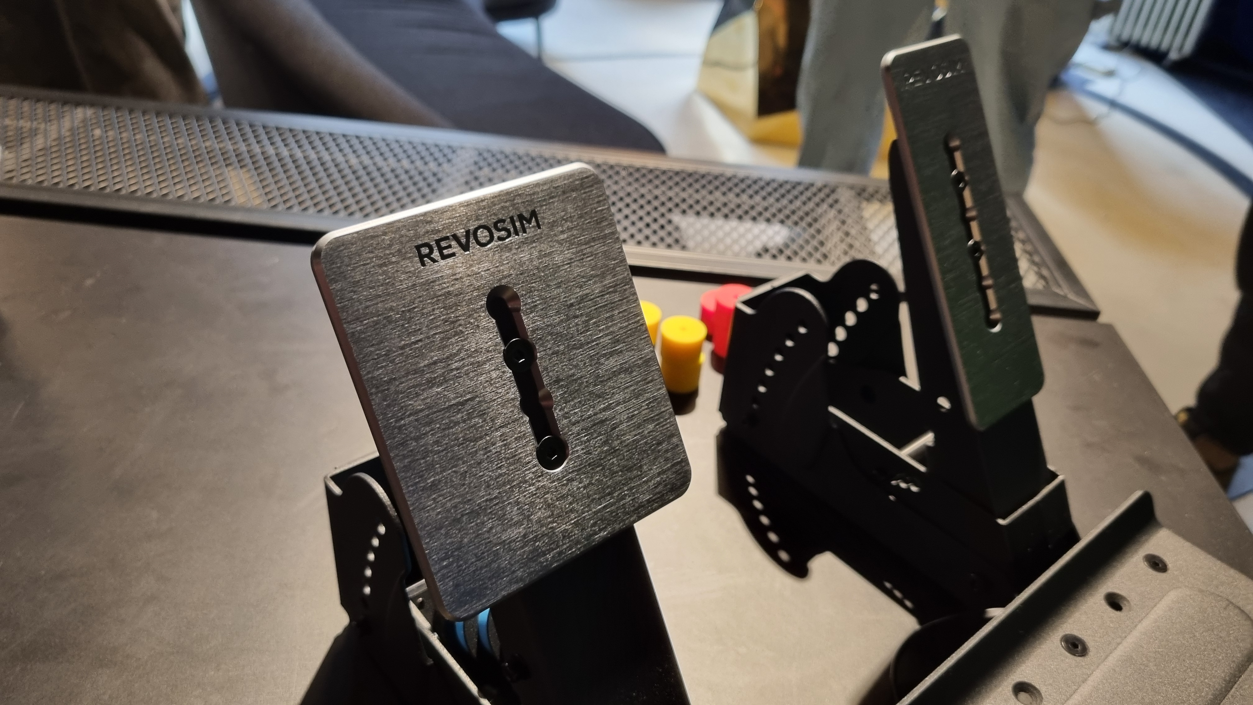 The face of the pedals of the Revosim RS Pure sim racing bundle