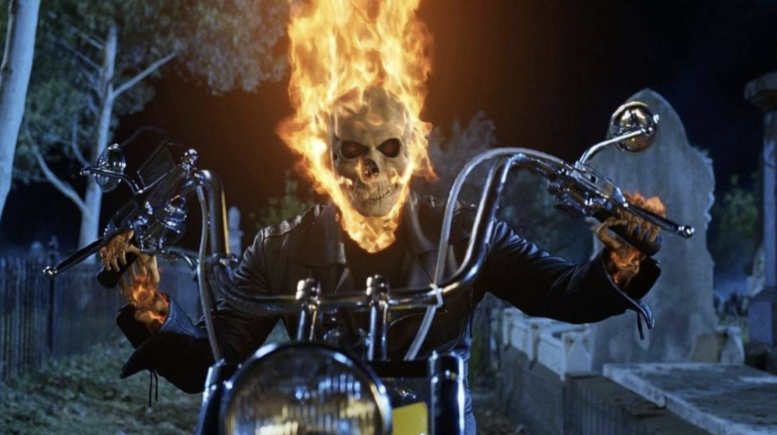 an image of Ghost Rider / Johnny Blaze from the 2007 film Ghost Rider starring Nicolas Cage