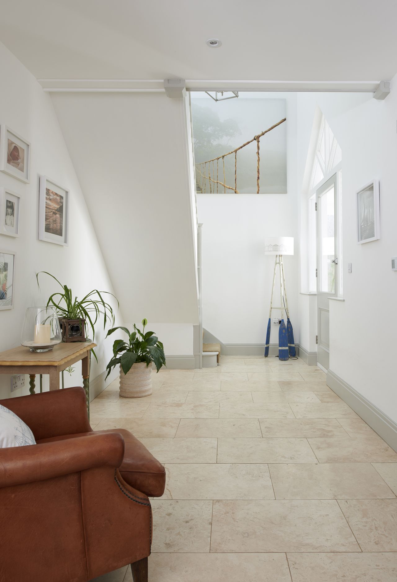 interior of white hallway in bungalow
