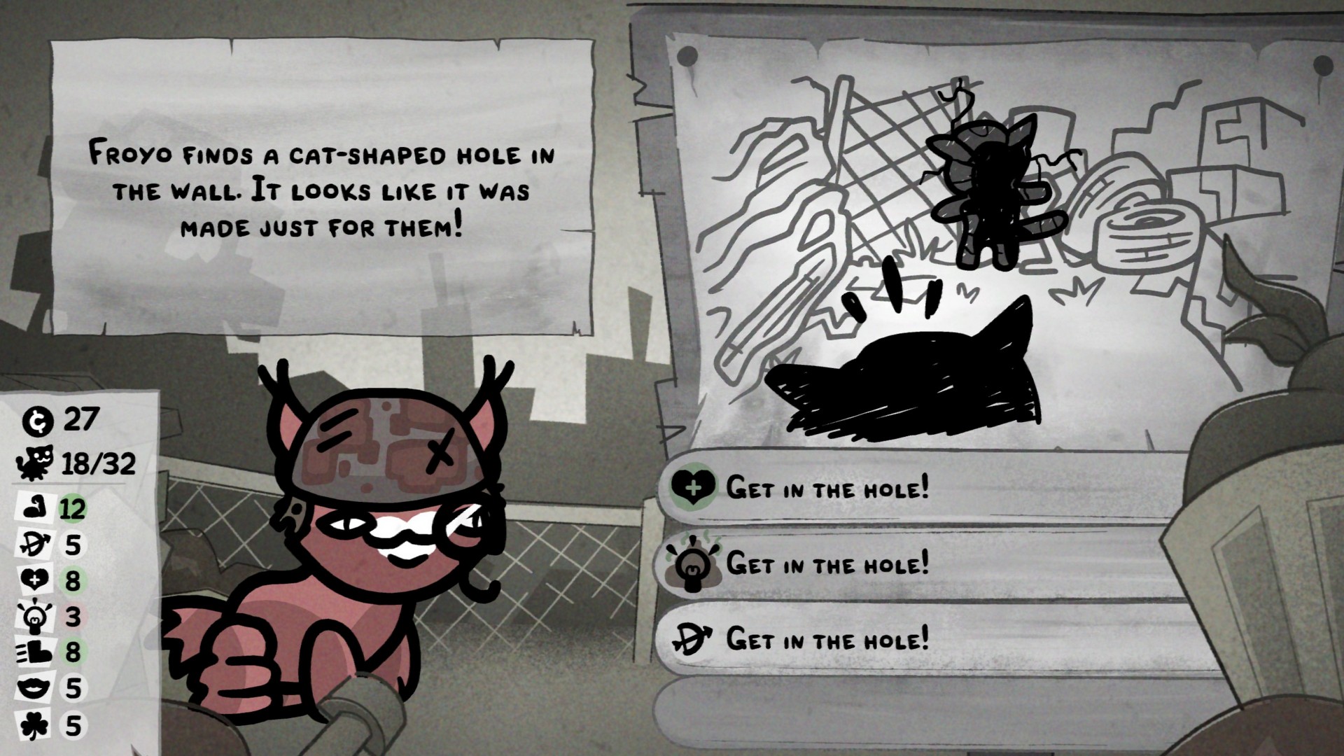 A cat encounters a hole similar to Junji Ito's in Mewgenics