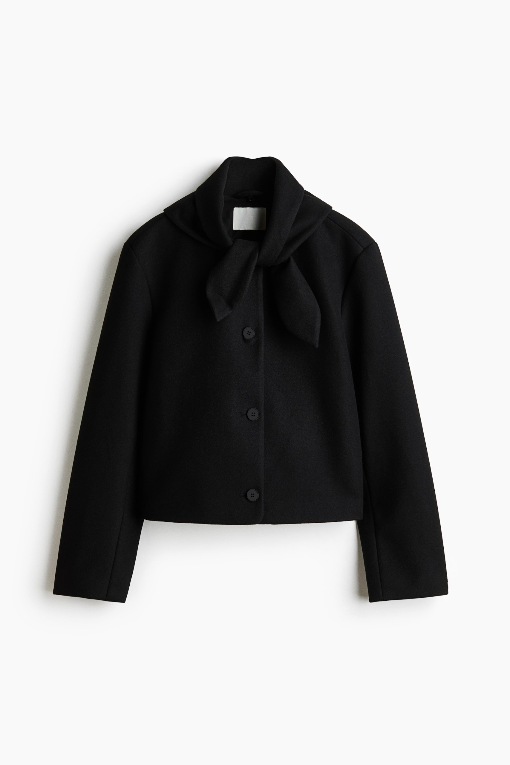Scarf-Collar Twill Jacket