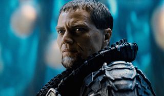 Man of Steel General Zod looking sternly as he stands