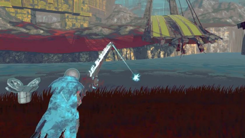 an rpg character fishing with a fishing rod sword