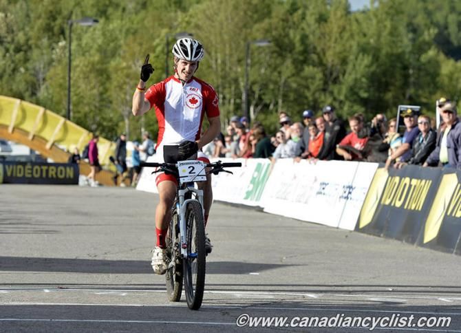 Peter Disera (Team Canada) wins the junior race at the Mont-Sainte-Anne World Cup