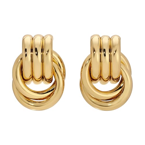 Baby Knot Gold Statement Earrings &amp;ndash; 18k Gold-Plated Earrings &amp;ndash; Modern Twisted Knot Design &amp;ndash; Bold Everyday Jewelry by Heaven Mayhem