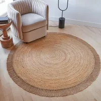 PIGFDK Round 5ft Hand Woven Jute Area Rug