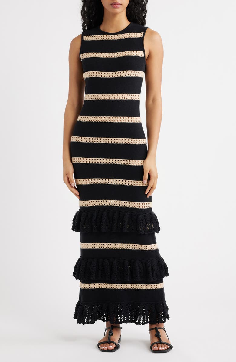 Ana Stripe Cotton Blend Knit Midi Dress