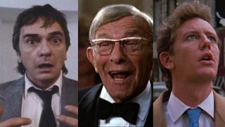 From left to right, Dudley Moore, George Burns, Judge Reinhold