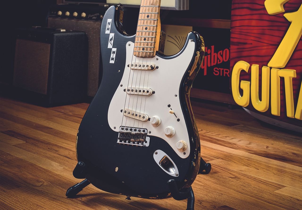 A photo showing the body of the Howard Reed 1955 Fender Stratocaster owned by Joe Bonamassa