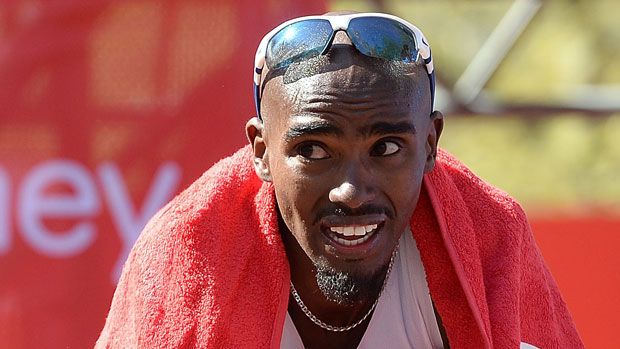 Mo Farah after finishing the London Marathon