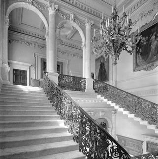 The recycled Cannons staircase at Chesterfield House, photographed by Country Life in 1921.