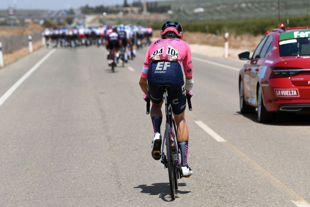 VALDEPEAS DE JAN SPAIN AUGUST 25 Simon Carr of United Kingdom and Team EF Education Nippo during the 76th Tour of Spain 2021 Stage 11 a 1336km stage from Antequera to Valdepeas de Jan 1009m lavuelta LaVuelta21 on August 25 2021 in Valdepeas de Jan Spain Photo by Tim de WaeleGetty Images