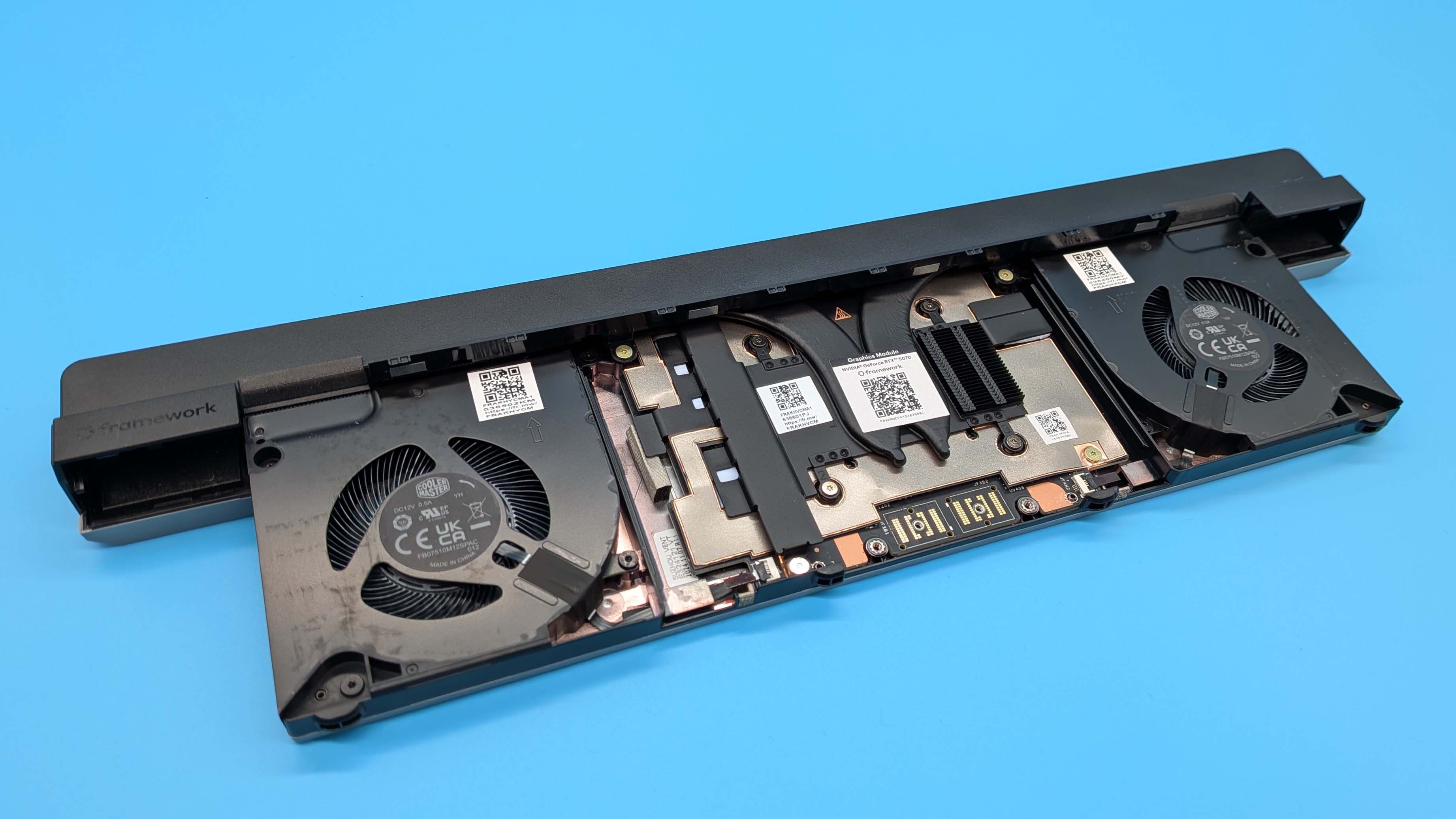 Framework 16 gaming laptop with the RTX 5070 mobile GPU upgrade module