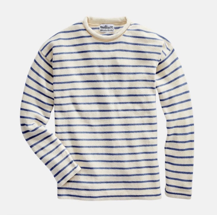 Whaler Knits striped cotton rollneck sweater