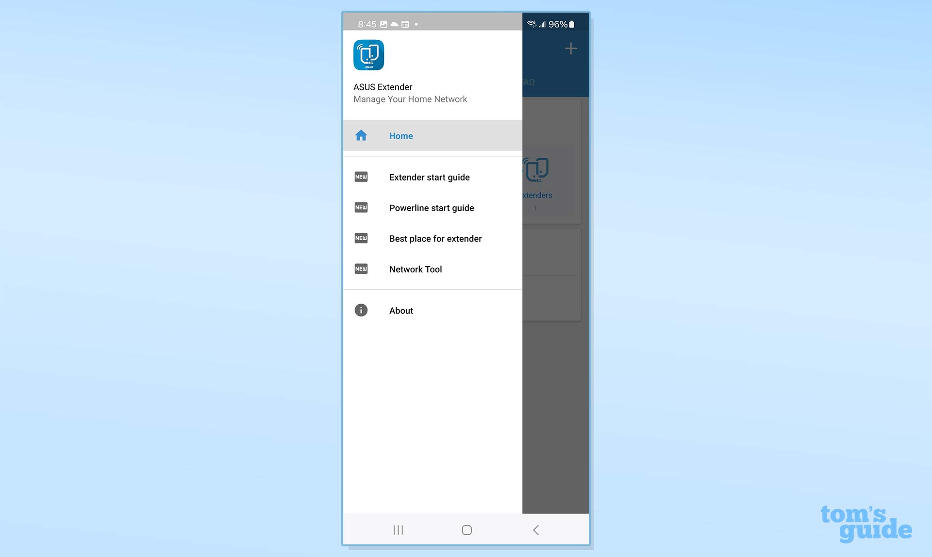 A screenshot from the Asus RP-AX58 Wi-Fi 6 extender app.