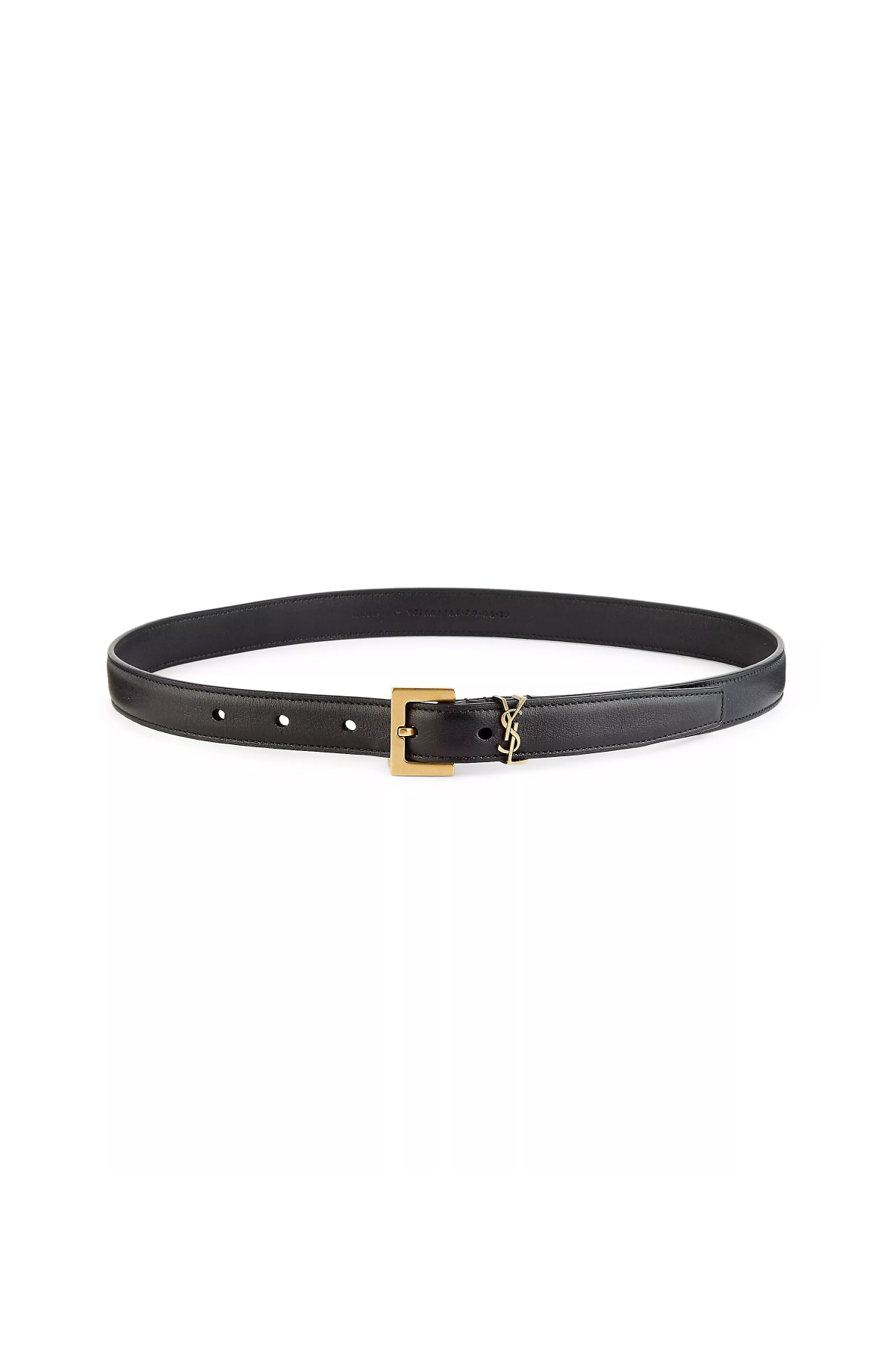 Saint Laurent Cassandre Thin Belt With Square Buckle in Grained Leather