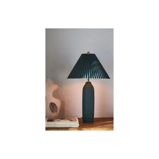 Blue table lamp with shade