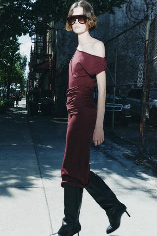 zara, Long Ribbed Knit Dress