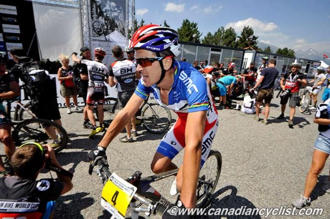 A very disappointed Julien Absalon (BMC) left the finish immediately