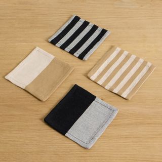 Hunting Season Set of Four Striped Cotton Cocktail Napkins