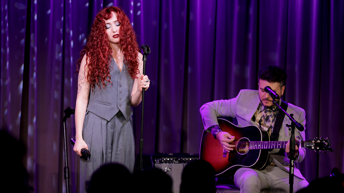 LOS ANGELES, CALIFORNIA - NOVEMBER 07: Chappell Roan and Dan Nigro perform at Spotlight: A Night With Chappell Roan and Dan Nigro moderated by Brandi Carlile at GRAMMY Museum L.A. Live on November 07, 2024 in Los Angeles, California. (Photo by Rebecca Sapp/Getty Images for The Recording Academy)