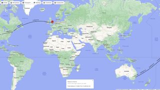 Måling av avstander på et verdenskart ved hjelp av Google Maps