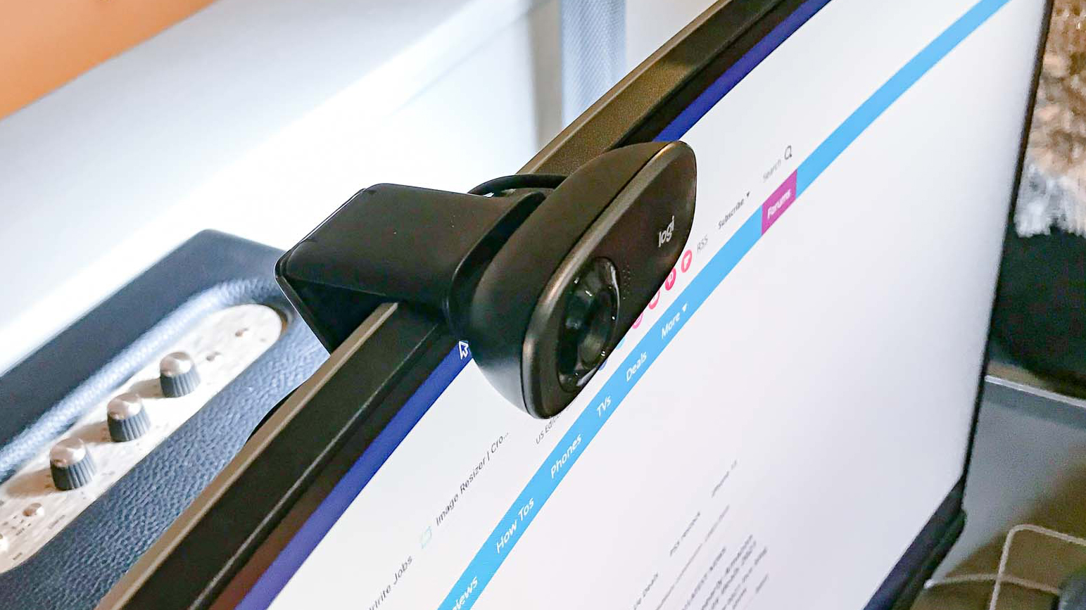 Logitech C310 HD Webcam attached to laptop