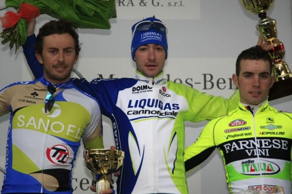 The podium with Colli, Viviani and Favilli
