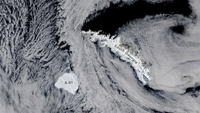 Iceberg on the move as seen from space. 