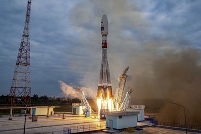 The Luna-25 moon lander is launched from the Vostochny Cosmodrome.