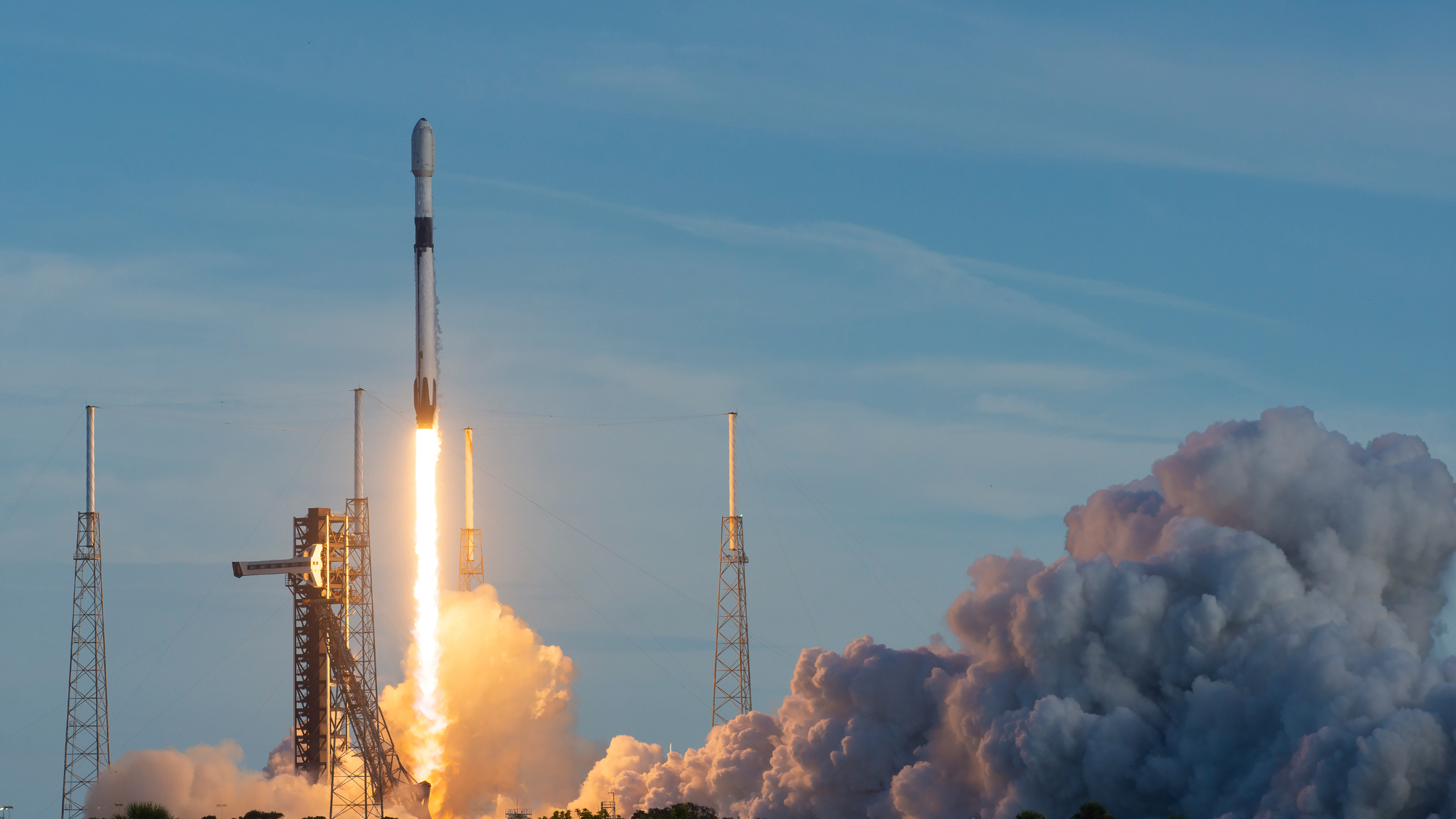 A SpaceX Falcon 9 rocket launches 24 of Amazon's Project Kuiper broadband satellites to orbit from Florida on Aug. 11, 2025.