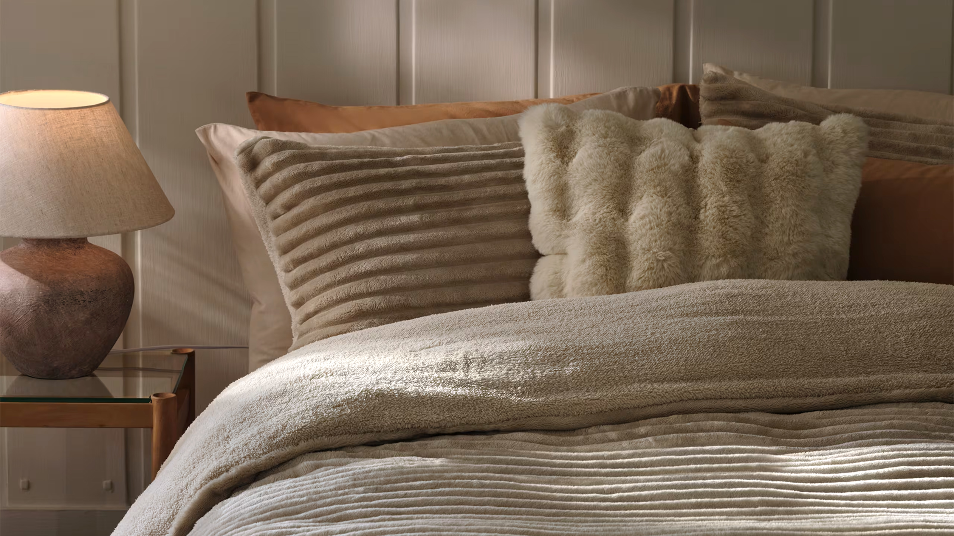 M&amp;S Cloud Fleece Striped Bedding Set