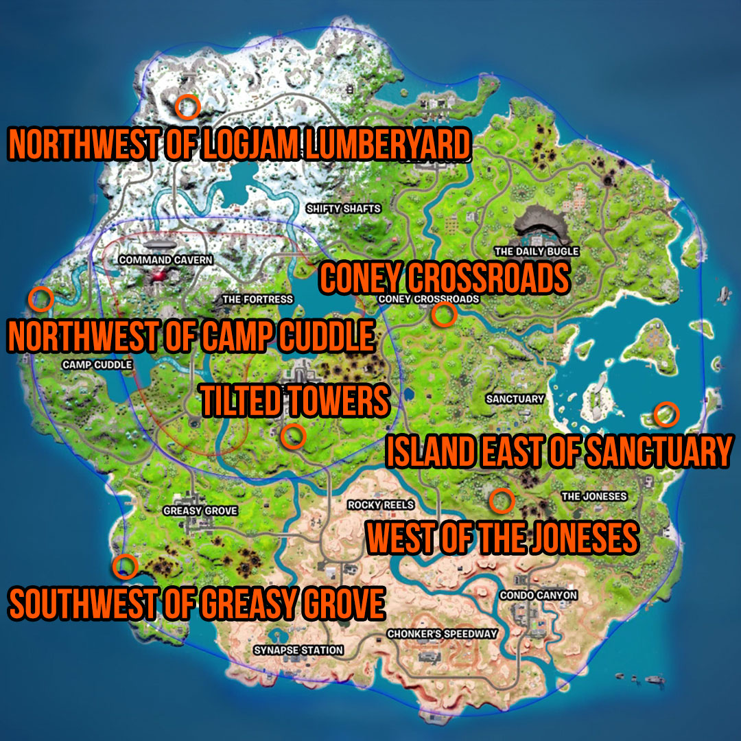 Fortnite Level Up Tokens Week 1 locations map