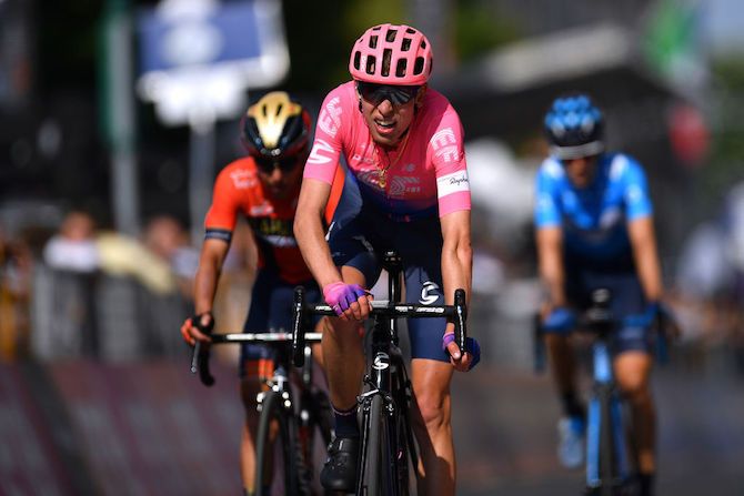 EF Education First's Hugh Carthy finishes the 2019 Giro d'Italia's first day in the mountains on stage 12