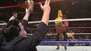 The Undertaker puts the Tombstone Piledriver on Hulk Hogan at Survivor Series 1991