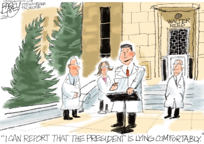 Political Cartoon U.S. Trump Sean Conley COVID lying