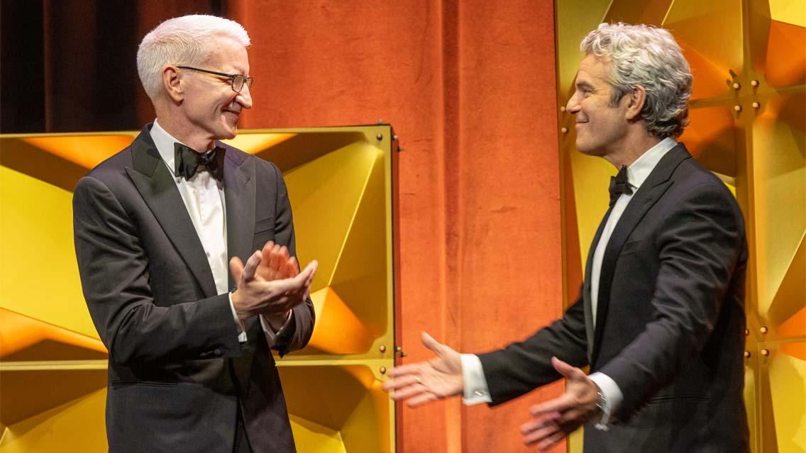 CNN&rsquo;s Anderson Cooper introduces Hall of Fame honoree Andy Cohen.