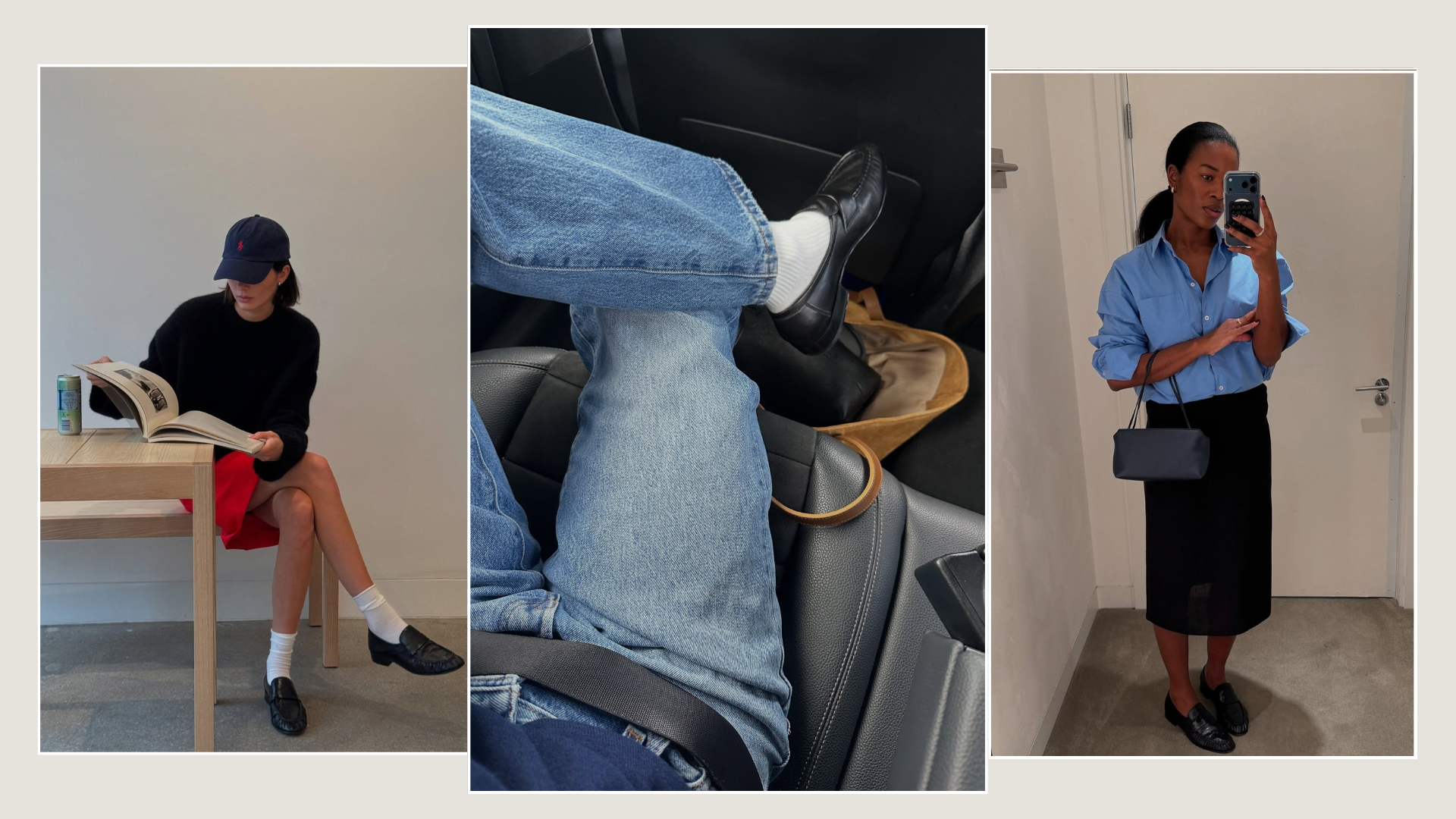 Three fashion people wear the best ruched loafers 2026.