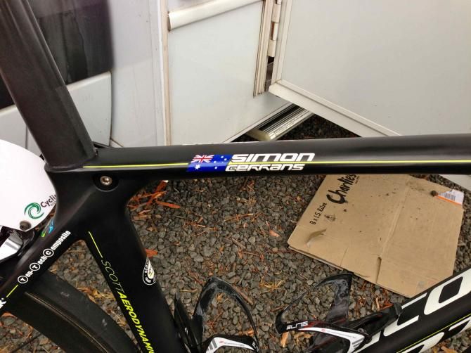 Gerrans' Foil had a different paint scheme to his other Orica GreenEdge teammates