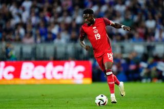 Canada Copa America 2024 squad Alphonso Davies left-back of Canada and Bayern Munich during the friendly match between France and Canada at Nouveau Stade Bordeaux on June 9, 2024 in Bordeaux, France. (Photo by Jose Breton/Pics Action/NurPhoto via Getty Images)