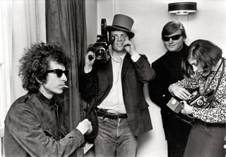DA Pennebaker shooting Dylan for his film Don't Look Back