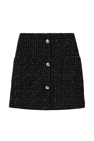 Anine Bing Mateo Embellished Metallic Tweed Mini Skirt