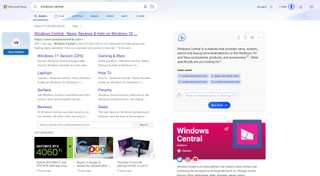 The Bing Chat box running side by side with regular Bing web search